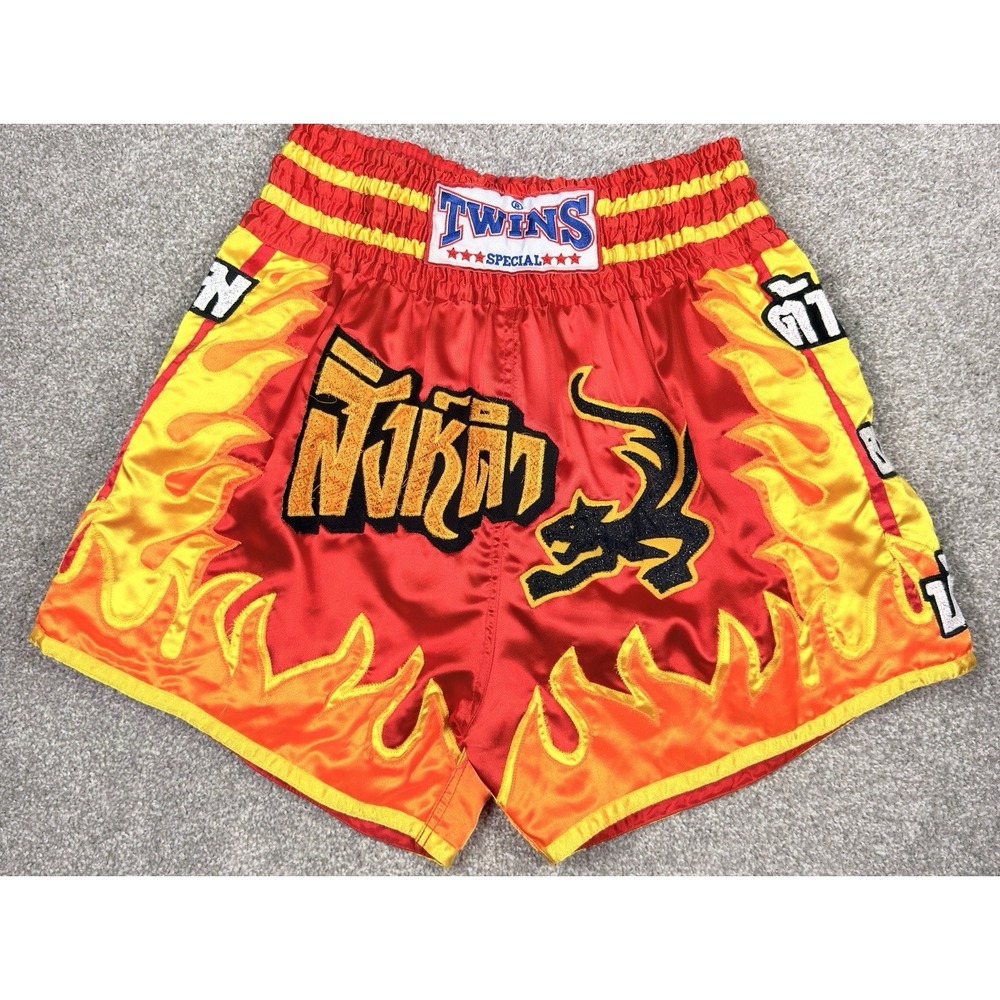 Twins Special Muay Thai Shorts XXL Red Flame Tiger Kickboxing